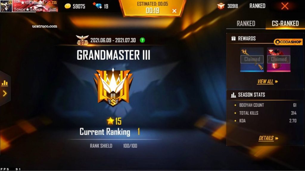 Free Fire Highest Rank How to Achieve